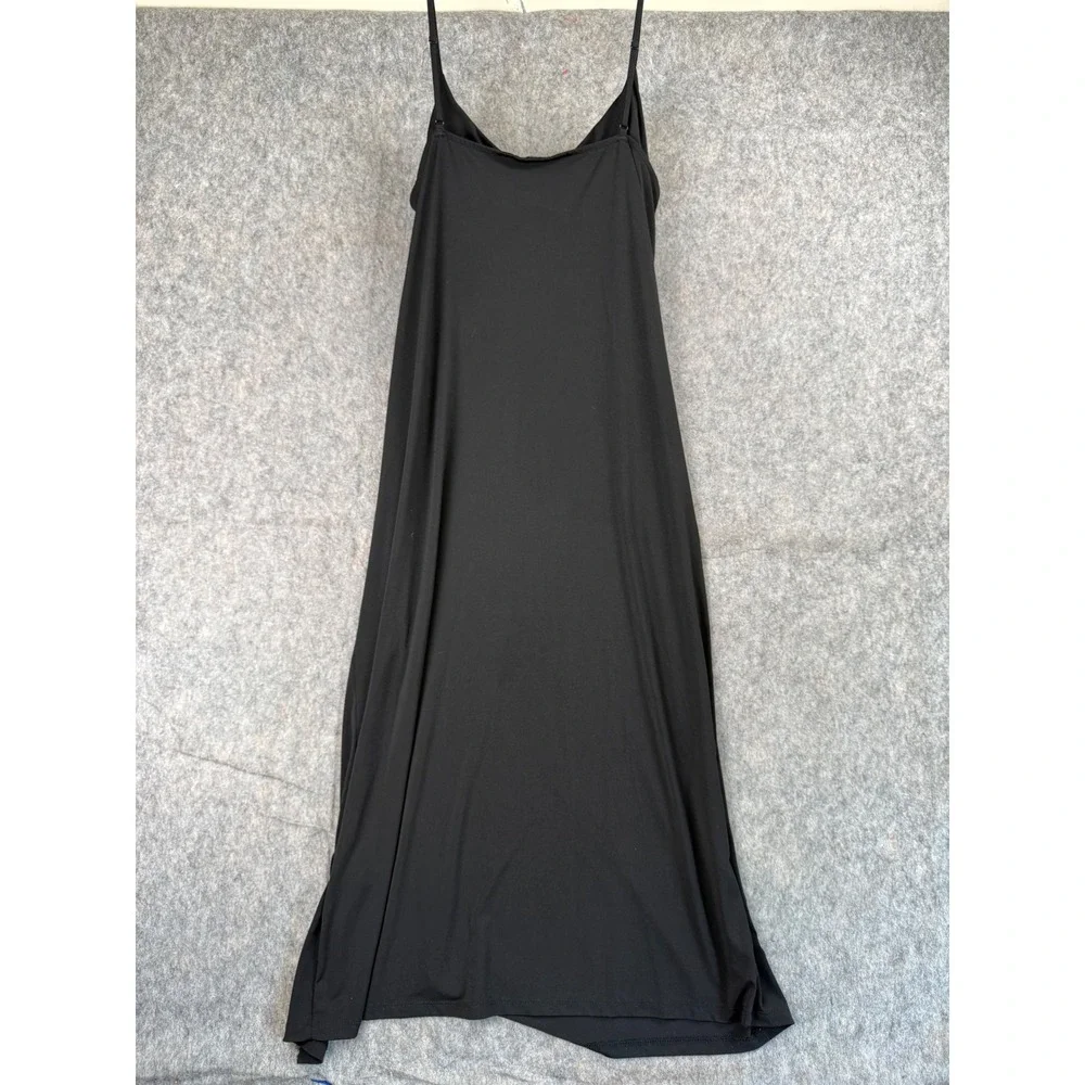 Fashion Nova Womens Black Spaghetti Strap Maxi Dress Side Slit Size Large - Picture 7 of 9